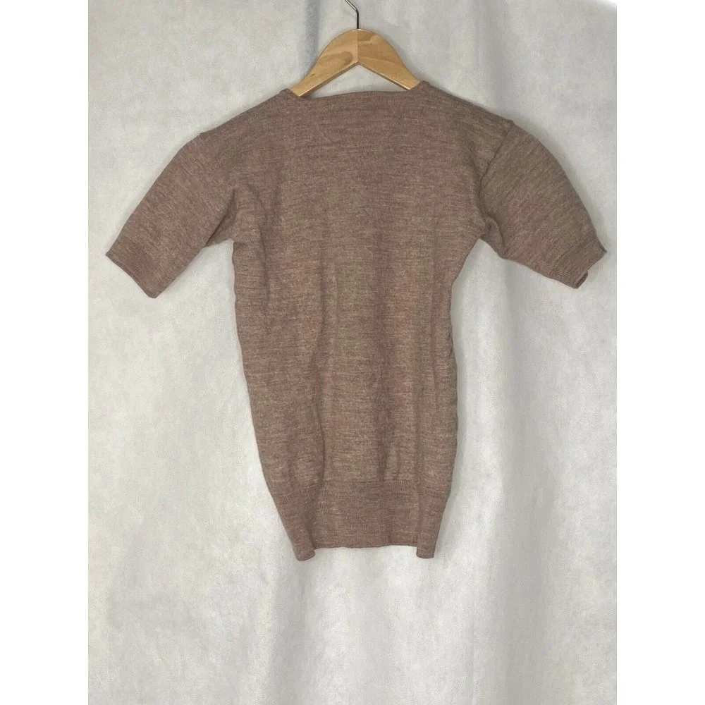 Brown Short-Sleeve Henley Sweater - Picture 2 of 8